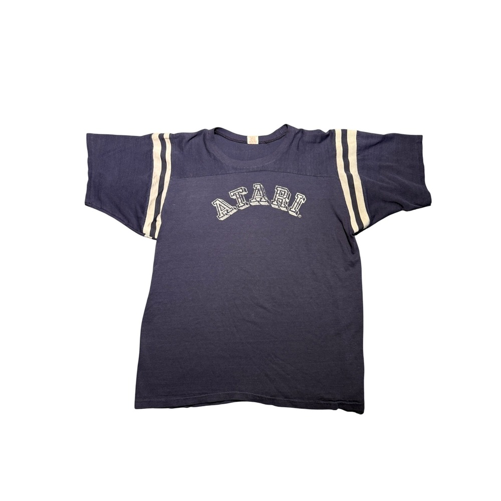 Vintage 80s Atari Navy Blue Jersey T-Shirt USA L